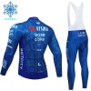 Set Fietsshirt Lange Mouw + Lange Koersbroek 2024 Jumbo-Visma Lease A Bike Winter Thermal Fleece Blauw